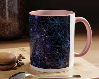 Neural Network Pattern Accent Coffee Mug | 11oz 15oz