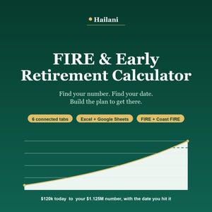 FIRE Calculator Spreadsheet, Early Retirement & Coast FIRE Planner, Savings Tracker (Excel + Google Sheets)