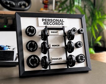PR Board Powerlifting 3D Printed | Squat Bench Deadlift Record Tracker | Home Gym Decor | Fitness Gift | Personal Records