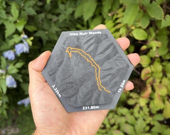 Carte Strava 3D personnalisée | Cadeau idéal pour la marche et la course à pied | Illustration d'itinéraire GPX