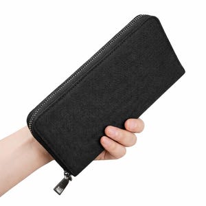 New men's long zipper wallet large capacity multi-card business canvas clutch wallet.
