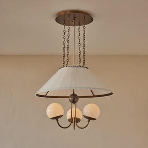 Mid-Century Modern Adele Milk Glass Chandelier – 24" | Italian Style Brass & Glass Pendant Light