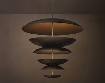Mid Century 6 Light Celling Flush Mount Fixture Pendant Light Cosmic Pendant Duo Regolith Modern Brass Chandelier