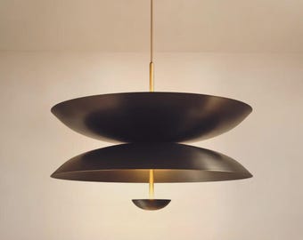Lámpara de techo de latón de 3 luces de mediados de siglo / Lámpara de techo contemporánea de diseño llamativo / / Luminaria para comedor