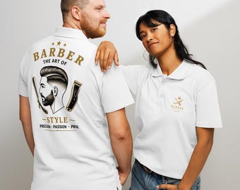 Polo de barbero para hombre / Estilo profesional de barbería, ajuste cómodo
