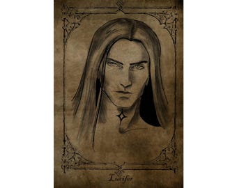 Lucifer portrait poster Matte Vertical Poster | Gothic occult art print