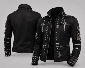 Michael Jackson Bad Era Inspired | Metal Rock Concert Jacket  | Gothic Punk Stage Costume
