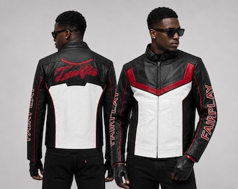 Fair Play Leather Biker Jacket | Mister Terrific Cosplay Costume, Comic Con Style