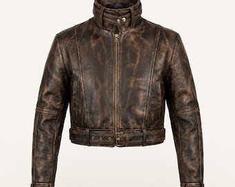 Red Hood Jason Todd Leather Jacket | DC Cosplay Costume | Distressed Brown Biker