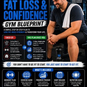 12 Week Fat Loss Workout Plan for Men/Beginner Gym Program PDF/ Weight Loss Blueprint/ Confidence & Fitness Tracker