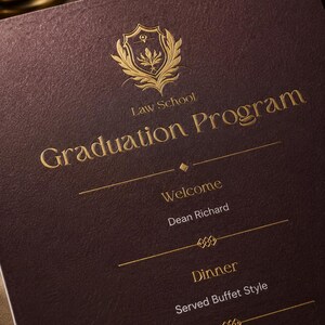 Editable Law School Graduation Program Template | JD Ceremony Party Printable (Instant Download)