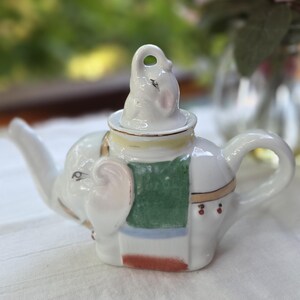 Vintage Hand-Painted China Elephant Tea Pot with baby as lid