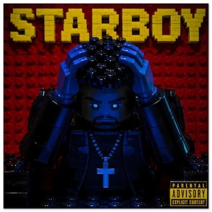 Starboy Brick Art Poster | RnB Album Wall Art | Music Room Decor | Weeknd Fan Art Print | Music Gift