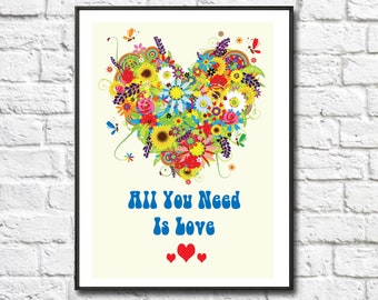 Rainbow Heart, Digital, Download, Quote, Print, Wall Art, Home Decor, Printable, Office Décor.