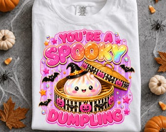 Dumpling espeluznante PNG, Halloween con purpurina, Halloween kawaii, Eres un dumpling con purpurina PNG, Camiseta infantil PNG, Diseño lindo de Halloween, Bruja kawaii