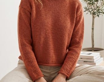Classic Sweater Knitting Pattern, Top Down Pullover, DK Weight Yarn, Relaxed Fit (PDF)