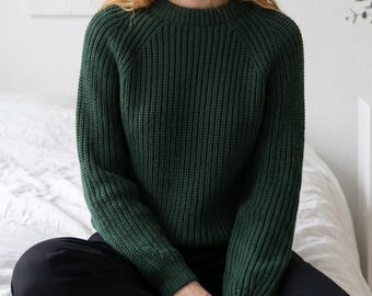 Raglan Sweater Knitting Pattern, Half Brioche Rib Pullover (PDF Pattern)