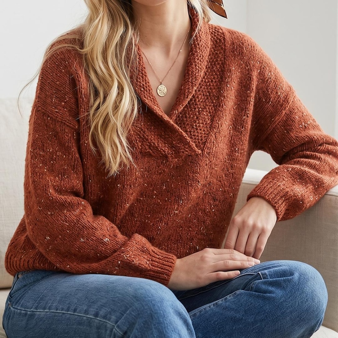 Knit Pullover Pattern Knitting Pattern Shawl Collar Sweater PDF, Oversized Knit Pullover ...