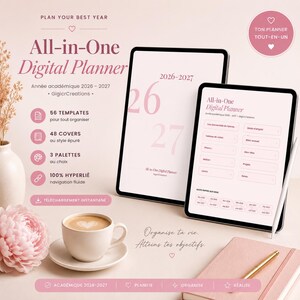 All in One Digital Planner 2026 2027 Hyperlinked GoodNotes iPad Planner Academic Daily Weekly Monthly Notability Undated Tabs Bundle