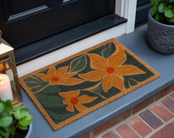 Floral Doormat, Coir Doormat, Bohemian Decoration, Colorful Doormat, Front Door Mat, Farmhouse Decor, Housewarming
