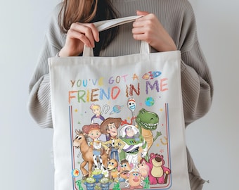 Retro Toy Story 1995 Tote Bag, Woody Buzz Pixar Fest, You've Got A Friend In Me Tote Bag, WDW Disneyland Family Trip Tote Bag 2026