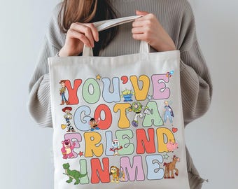 Toy Story Family Tote Bag, Woody Jessie Rex Slinky Buzz Alien Matching Group Tote Bag