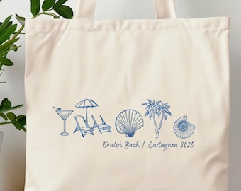 Coastal Doodle Tote Bag, Last Toast on the Coast, Destination Wedding Welcome Tote, Coastal Bachelorette, Brides Last Toast, Hand Drawn Tote