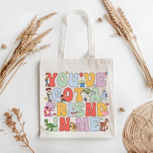Toy Story Family Tote Bag, Woody Jessie Rex Slinky Buzz Alien Matching Group Tote Bag immagine 3