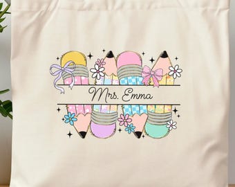 Personalized Teacher Tote Bag, Canvas Inspirational Teacher Gift Tote, Classroom Essentials Bag, Back to School Teacher Tote