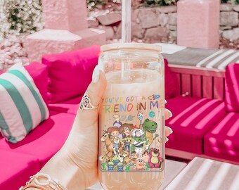 Retro Toy Story 1995 Glass Cup, Woody Buzz Pixar Fest, You've Got A Friend In Me Glass Cup, WDW Disneyland Family Trip Glass Cup 2026