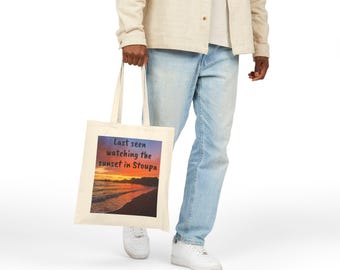 Bolsa Tote Stoupa Greece Sunset, Lembrança de Mani, Peloponeso, Presente de Férias nas Ilhas Gregas, Sacola de Compras de Lona para Praia, Lembrança de Viagem