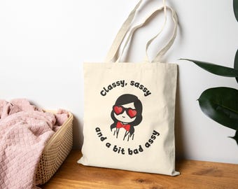 Bolsa de lona elegante e descolada, bolsa de ombro estética em algodão, bolsa moderna para compras do dia a dia, escola e viagens, presente sarcástico para ela.