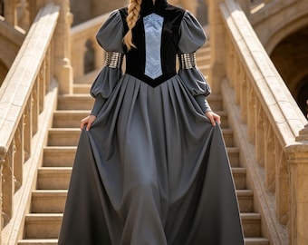 Elegant Queen Formal Cosplay Dress for Women, Halloween Role Play Outfit for Carnival Cosplay Events