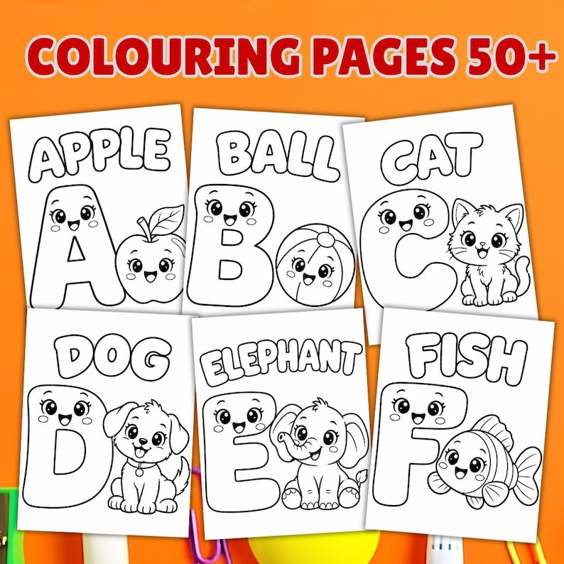 26 Alphabet Coloring Pages for Kids, ABC Learning Worksheets (digital ...