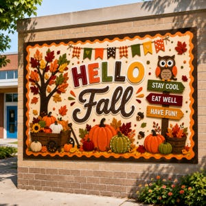 Hello Fall Bulletin Board Kit, Fall Classroom Decor, Pumpkin & Autumn Bulletin Board, Autumn Classroom Door Decor, Fall Classroom Display