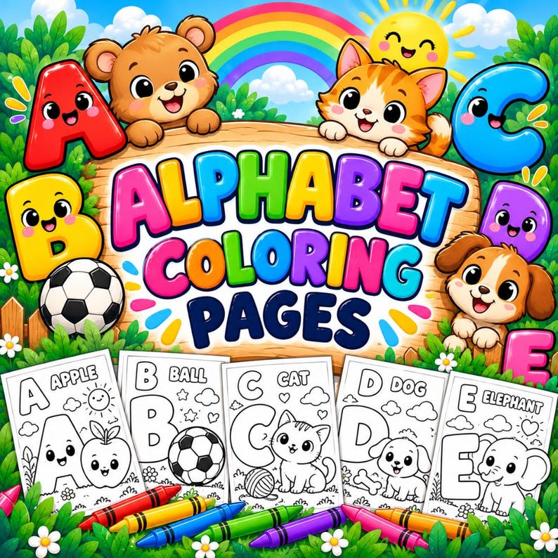 26 Alphabet Coloring Pages for Kids, ABC Learning Worksheets (digital ...
