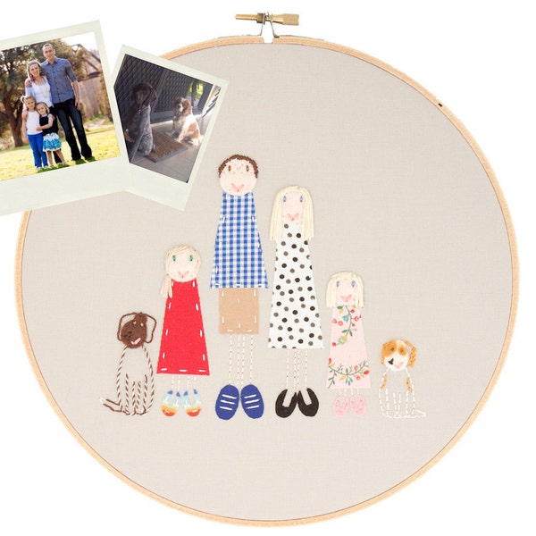 Custom family portrait of 6 - embroidered and appliqued - made to order by dandelyne