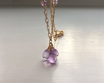 Amethyst Thin Gold Choker- Dainty Beaded Choker-  Delicate Gold Choker - Gemstone Jewelry-Bohemian Jewelry-Bestfriend Gift