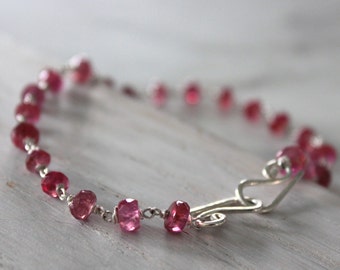 Pink Sapphire Bracelet- Sapphire Beaded Bracelet - Silverlily jewelry- Boho Jewelry