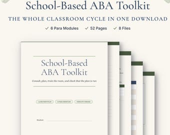 School-Based ABA Toolkit, Classroom Behavior Support Plan, Paraprofessional Training, Teacher Consult, Data Sheets, Special Education BCBA