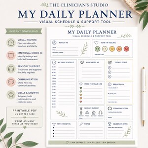 Autism Daily Planner | Visual Schedule, Routine, Communication Tool Canva Digital Download | ABA Resource