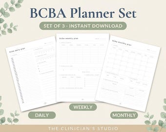 BCBA Planner Set Printable, Daily Weekly Monthly Calendar BCBA RBT Caseload Bundle for Professionals, Printable Pdf Instant Download Set