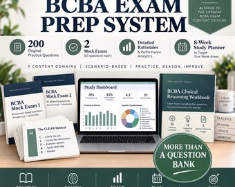 BCBA Exam Prep Bundle | 200 Practice Questions + 2 Mock Exams | 6th Edition Study Guide | Clinical Reasoning & Study Dashboard