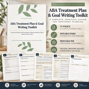 Toolkit voor het opstellen van ABA-behandelplannen en -doelen | Sjabloonen voor het opstellen van BCBA-doelen | Behandelplanning en klinische documentatie | Bewerkbaar PDF Word-bestand
