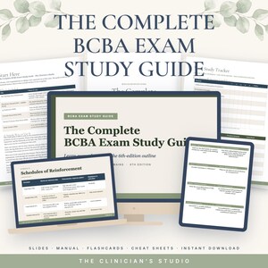 De complete studiegids voor het BCBA-examen | Presentatie van 98 dia's + handleiding + 55 flashcards + spiekbriefjes | BACB 6e editie studiesysteem