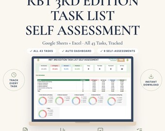 RBT Task List Self Assessment, All 43 Tasks of the 3rd Edition Test Content Outline, Google Sheets Study Tracker for RBT Exam Prep 2026