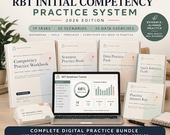 RBT Initial Competency Assessment Practice Bundle | 2026 RBT Workbook, Scenarios, Data Practice, Rehearsal Cards and Tracker