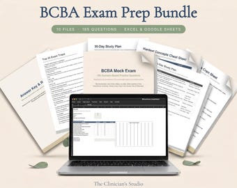 BCBA Exam Prep Bundle | 185 Scenario Mock Exam Questions + Auto Scoring Spreadsheet Answer Rationales for Every Option | 6th Edition Aligned