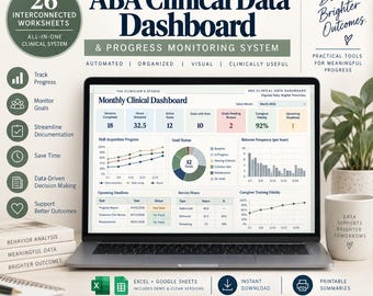 ABA Data Collection Spreadsheet | BCBA Clinical Dashboard & Goal Tracker | Automated Progress Monitoring | Excel ABA Data System