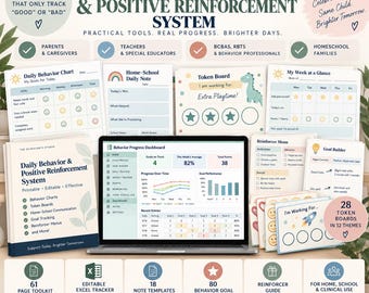 Behavior Chart for Kids | Positive Reinforcement & Reward System | Home School Behavior Tracker | Token Board | Editable Excel